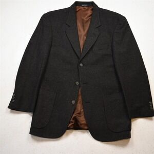Vtg Mens 38S Brown Herringbone Wool Tweed Mens Blazer Suit Jacket Sport Coat